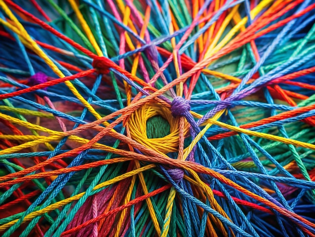 a colorful piece of yarn with a circle in the center