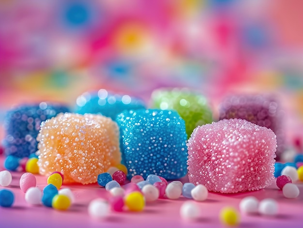 a colorful pile of candies with colorful candies on them