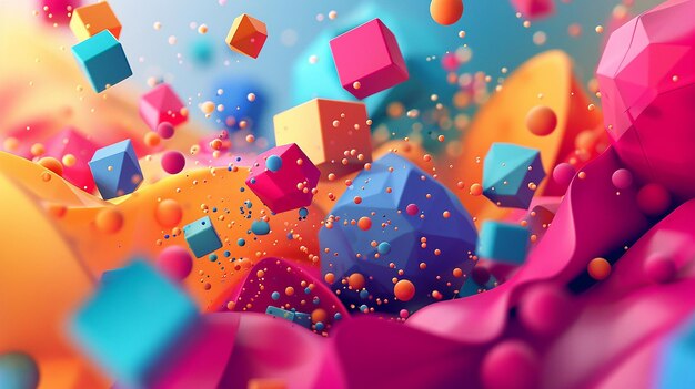 a colorful pile of dice and cubes are scattered in a pile of colorful balls