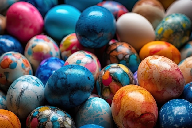 Colorful pile of Easter eggs Generative AI