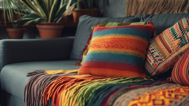 Colorful Pillows and Blankets on a Couch Hispanic Heritage