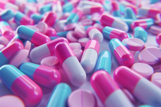 Colorful pills background Illustration Generative AI