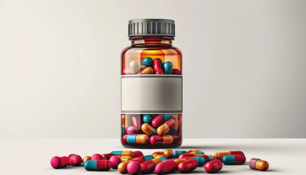 Colorful Pills in a Jar on Table