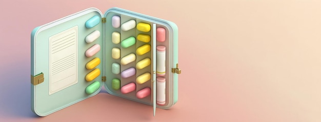 Colorful pillscapsules and vitamins sorted in pill box Generated Ai