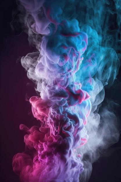 Colorful pink and blue smoke on a black background Background from the smoke of vape