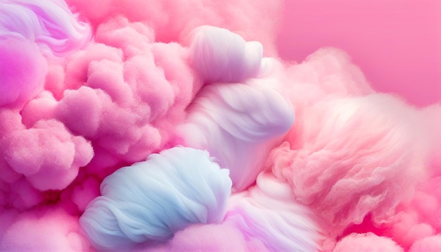 Colorful pink fluffy cotton candy background generative Ai