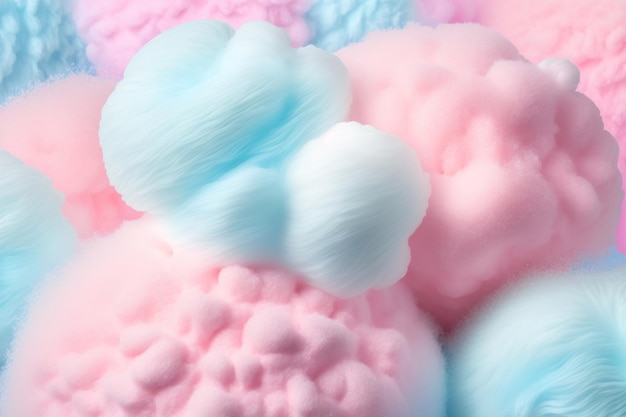 Colorful pink fluffy cotton candy background soft color sweet candyfloss AI Generation