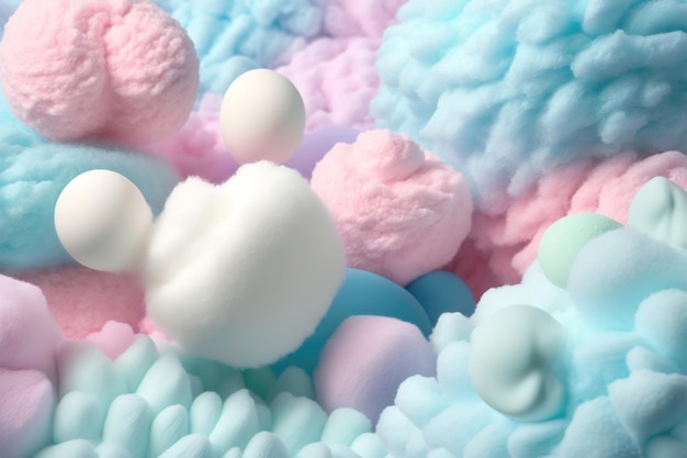 Colorful pink fluffy cotton candy background soft color sweet candyfloss AI Generation