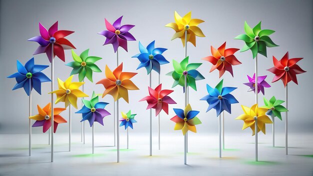 Photo colorful pinwheels spinning in the breeze