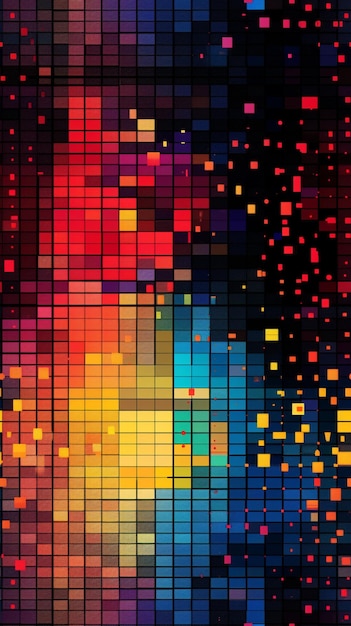 Photo colorful pixel grid pattern with gradient