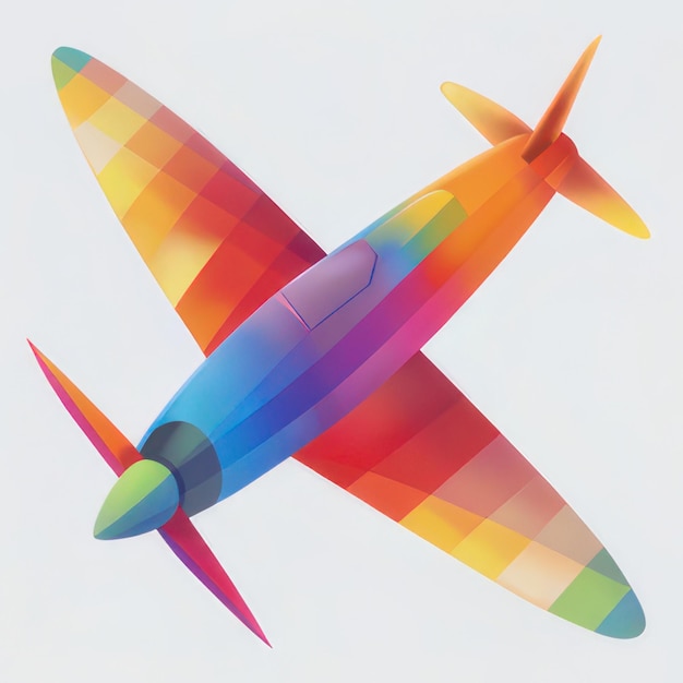 Photo a colorful plane with a rainbow colored tail is shown