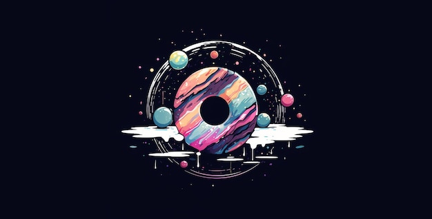 A colorful planet with a planet in the middle and a planet in the middle wallpaper