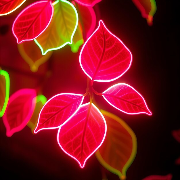 Photo a colorful plant with red and green lights in the background