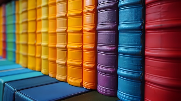 colorful plastic bottles are lined up on a shelf