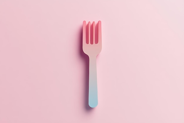 Photo colorful plastic fork on pink background minimal food concept