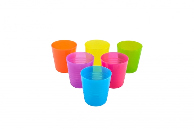 Colorful plastic glass isolated 