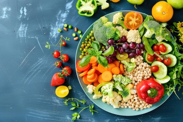 A colorful plate filled with a variety of nutritious foods high in fiber