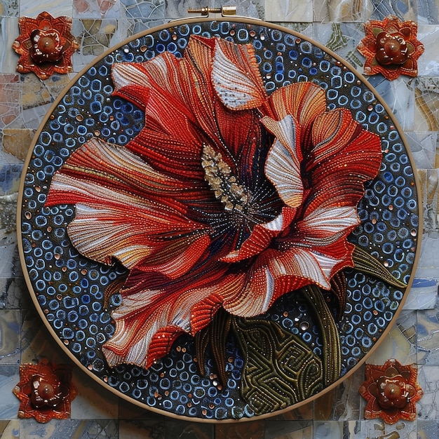 Photo a colorful plate with a flower on it that says  flowers