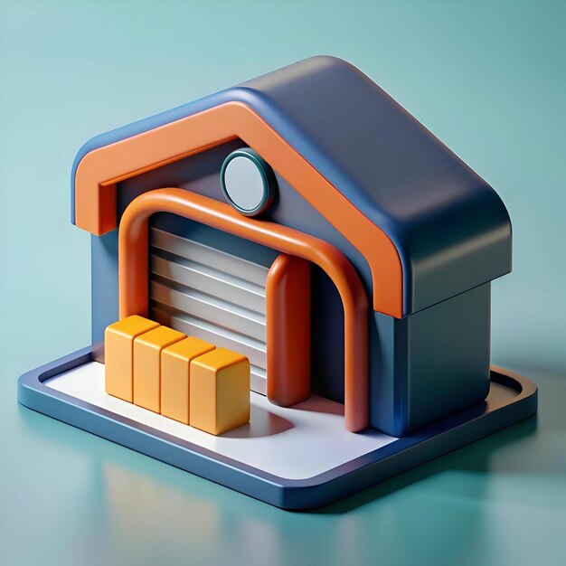 Photo a colorful and playful 3d icon representing a garage perfect for app design website interfaces or presentations