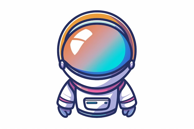 Colorful and playful cartoon astronaut illustration with a cute and cheerful character in a vibrant space suit and helmet