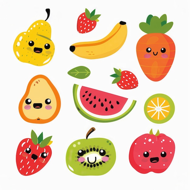 Photo colorful and playful fruit clipart vibrant and cheery theme