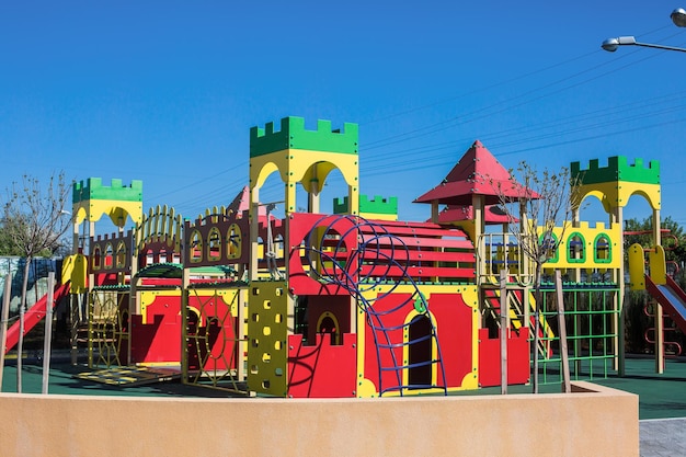 Colorful playground on yard in the park