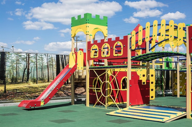 Colorful playground on yard in the park