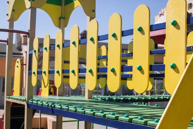 Colorful playground on yard in the park