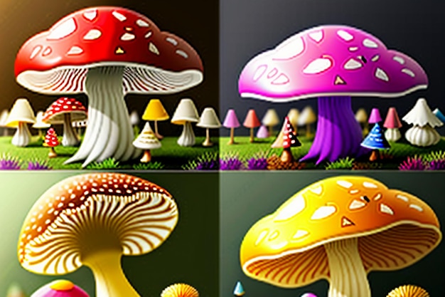 Colorful poisonous mushrooms wallpaper background HD photography do not eat poisonous mushrooms