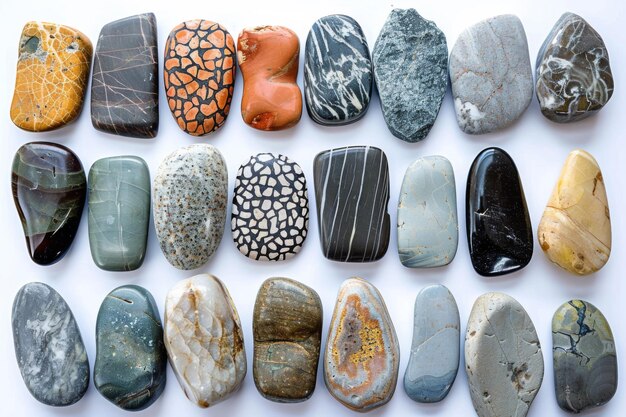 Photo colorful polished stones collection