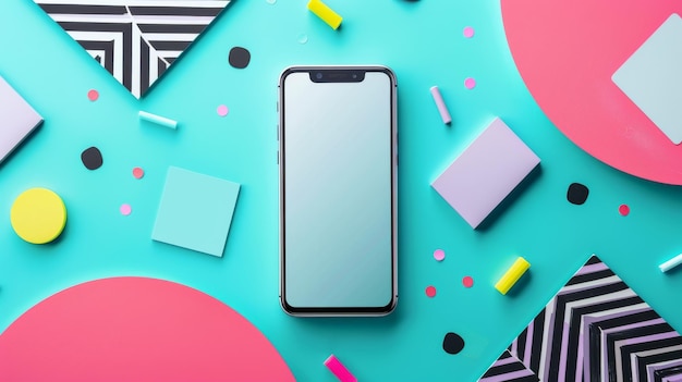 Colorful pop art inspired mockup showcasing a hightech smartphone