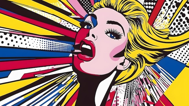 Photo a colorful pop art piece inspired by roy lichtenstein bold and impactful