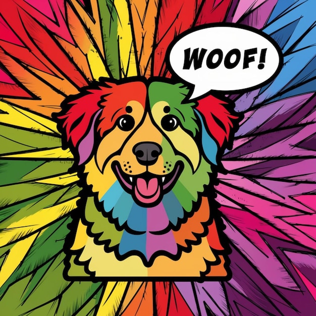 Photo colorful pop art style dog vector illustration