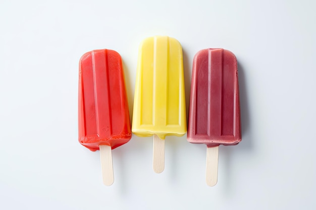 Colorful popsicle displayed against a plain white backdrop Generative AI