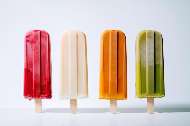 Colorful popsicle displayed against a plain white backdrop Generative AI