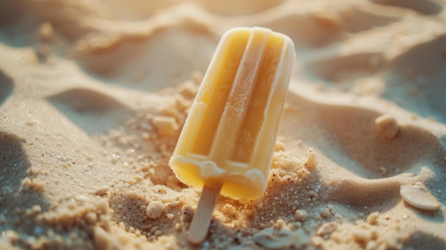 Colorful popsicle in the sand Summer concept