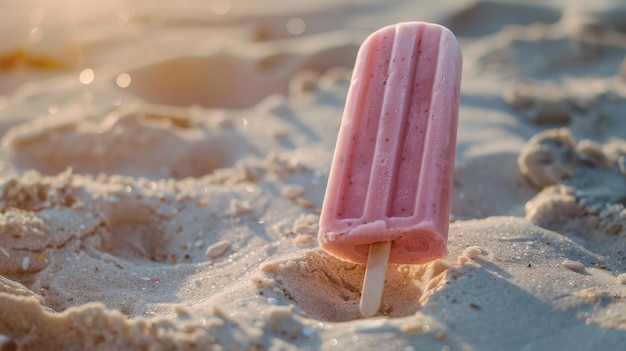 Colorful popsicle in the sand Summer concept