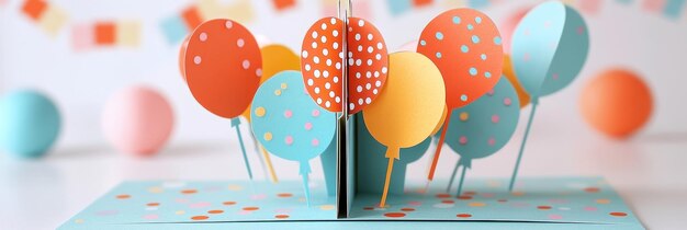 Photo colorful popup birthday card with balloons a vibrant popup card features colorful balloons