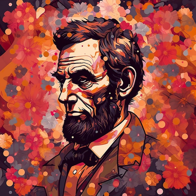 A colorful portrait of Abraham Lincolnis shown in a colorful painting 4 of 4