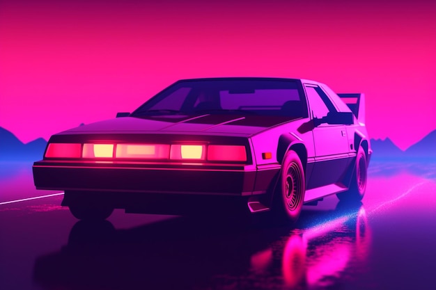 A colorful poster of delorean time machine.