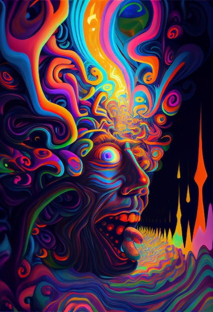 A colorful poster that says'psychedelic'on it