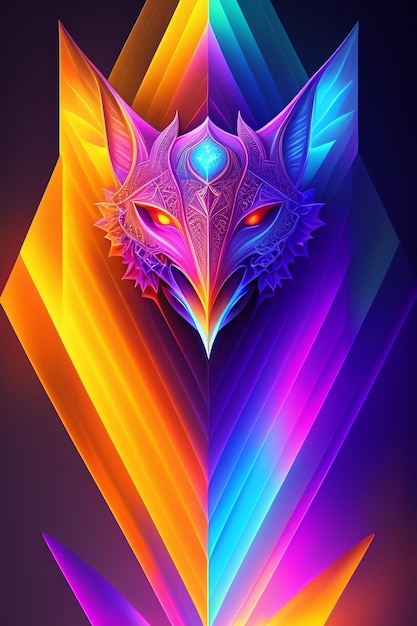 A colorful poster with a Bat head and the word dragon on it