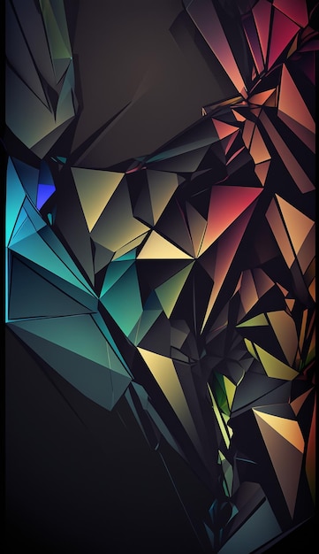 A colorful poster with a black background and a black background with a colorful triangle pattern.