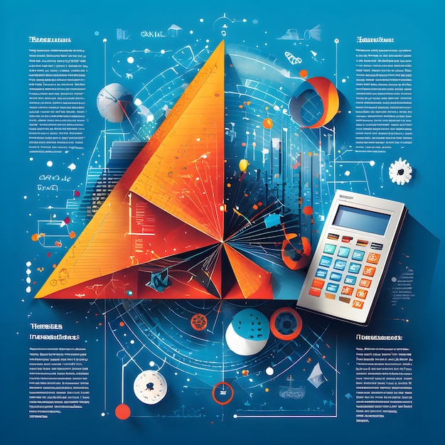 a colorful poster with a calculator and a calculator on it