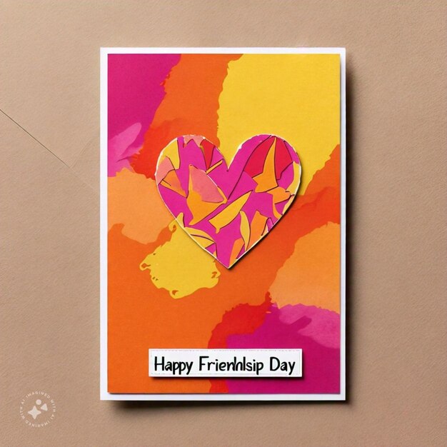 Photo a colorful poster with a pink heart that says happy friends