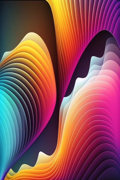 A colorful poster with a rainbow colored background.