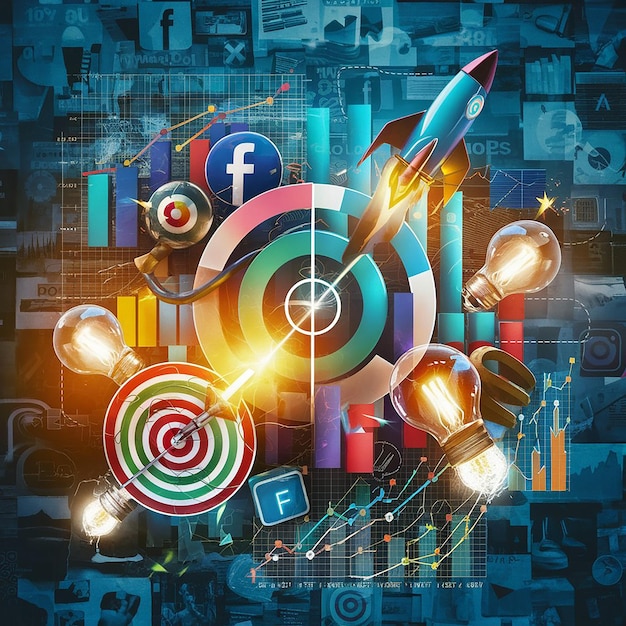 a colorful poster with the word facebook on it