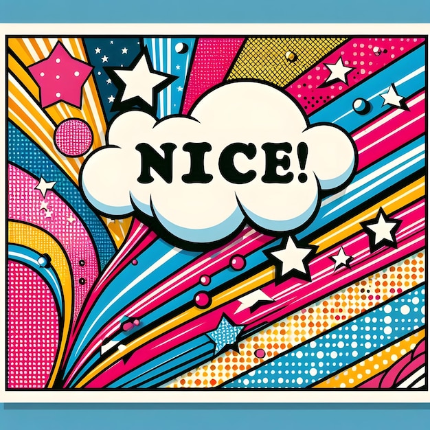 a colorful poster with the word nice on it