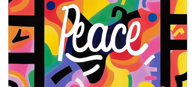 Photo a colorful poster with the word peace written in white