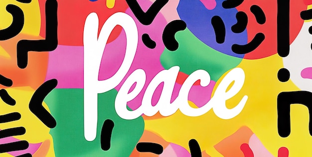 Photo a colorful poster with the word peace written in white